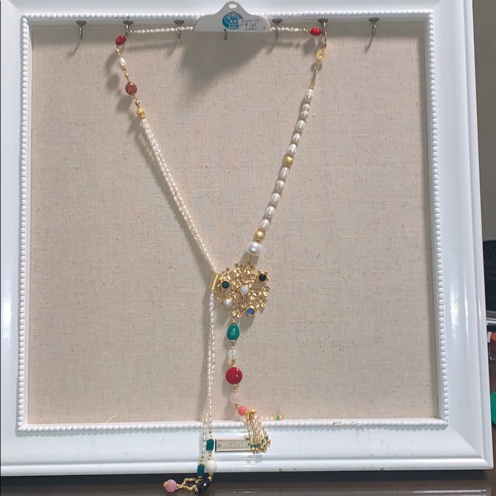 Lale Ltd Ed Pearl & Stones 38” Lariat 24k Gold
